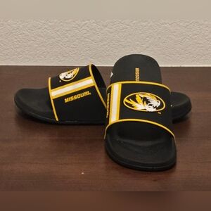 Black and Yellow Slide Sandals
